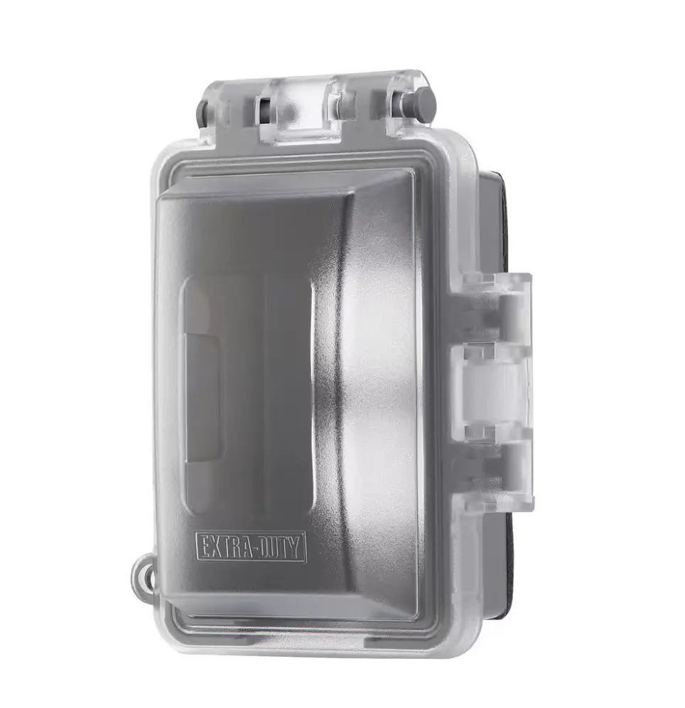 Single Gang Extra Duty Horizontal/Vertical Non-Metallic Weatherproof In-Use Cover (16-in-1-Configurations), Clear