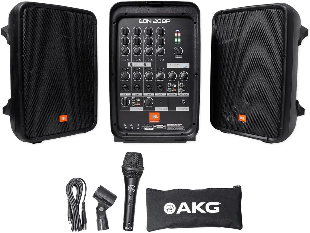 Professional Portable All-in-One Dual Speaker 2-way PA System (Black)