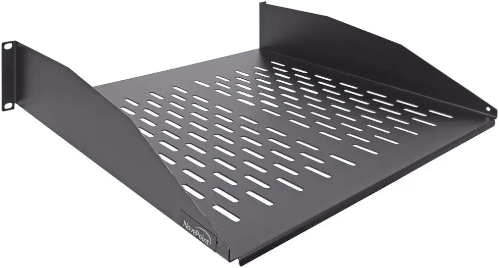 2U 16" Vented Server Rack Shelf (Black)