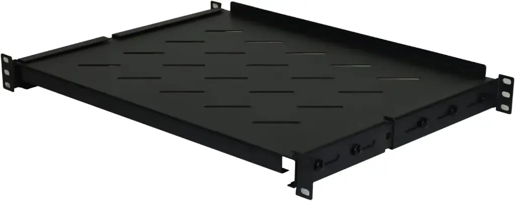 1U 16" Vented Server Rack Flat Shelf (Black)
