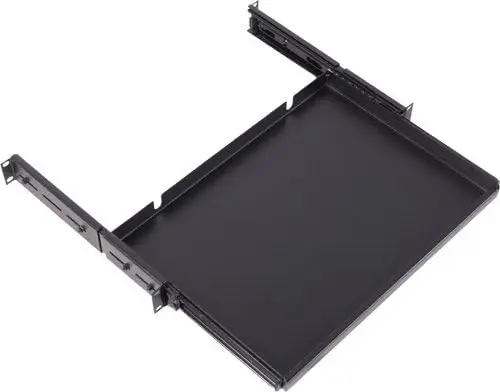 2U 16" Vertical Cable Sliding Keyboard Shelf (Black)