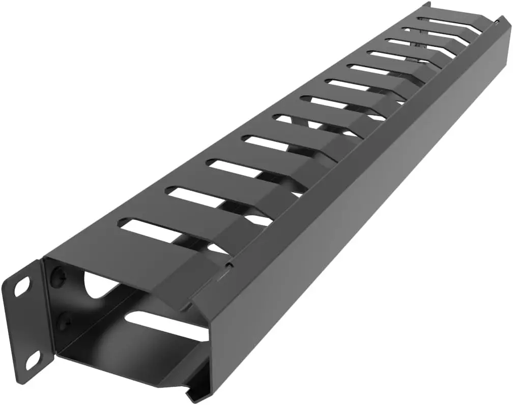 1U Finger Duct Cable Management 12 Medium Slots (Black)