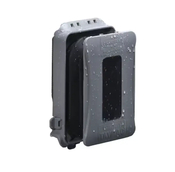 Single Gang Rectangle Gray Plastic Weatherproof Electrical Box Cover