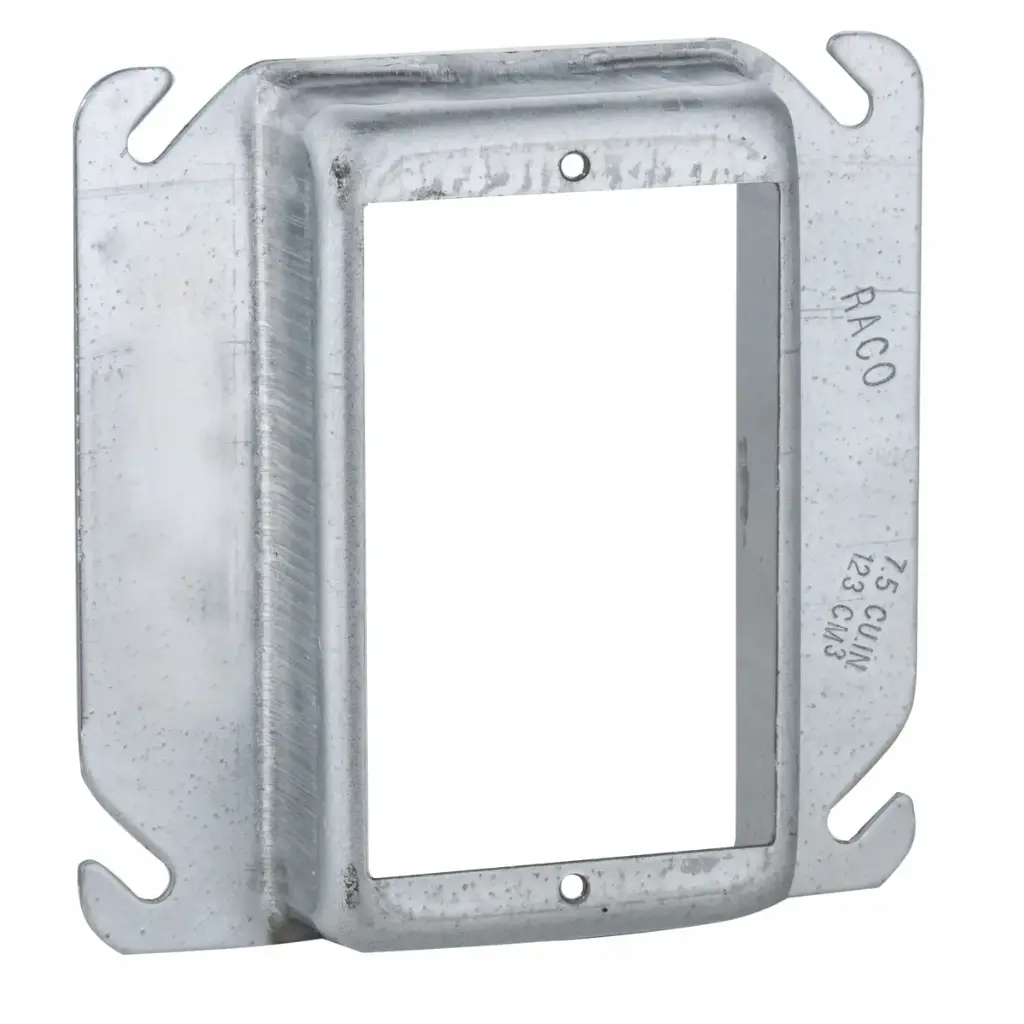 4" Square Outlet Box Steel Single Gang Mud Ring 1" Raised