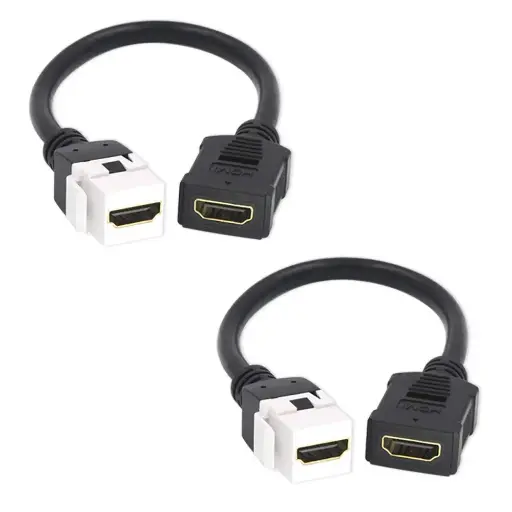[AVCHDMIKJF2FPC4KWP] HDMI Keystone Jack, F2F Pigtail Cable 4K Wall Plate