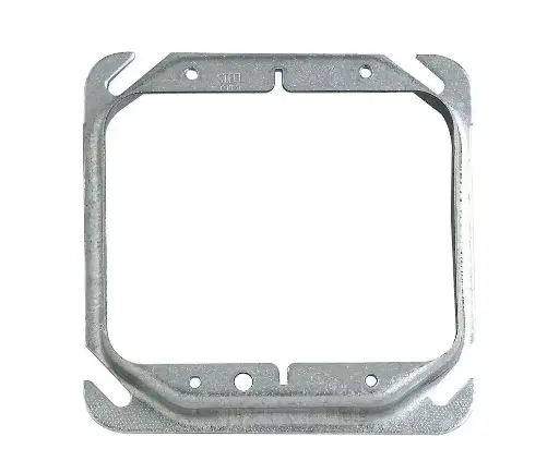 [ESOEBCAA4INSOBSDGMR5/8INR] 4" Square Outlet Box Steel Dual Gang Mud Ring 5/8" Raised