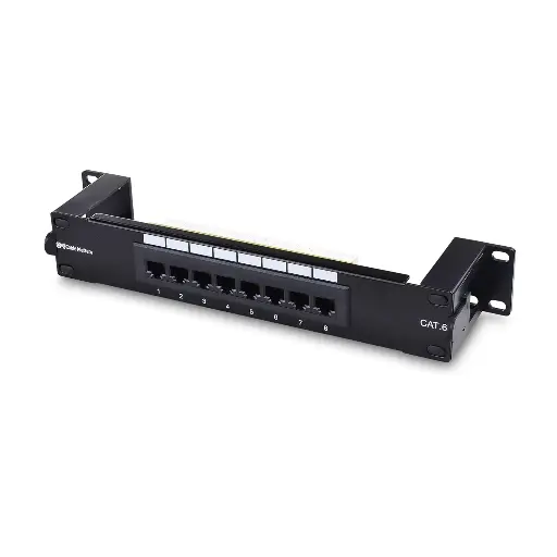 [EPPD8PCAT6PPWMB] 8 Port CAT6 Patch Panel with Mounting 89D Bracket (Black)