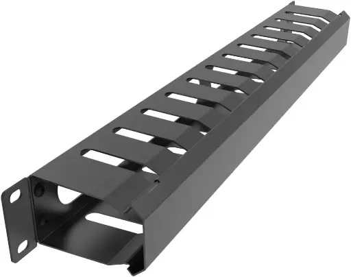 1U Finger Duct Cable Management 12 Medium Slots (Black)