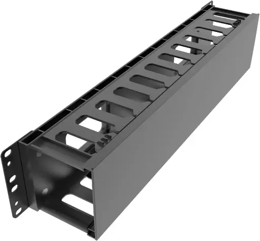 [CEARRCM2UHRMCMOL6IN12SB] 2U Horizontal Rack Mount Cable Management Organizer Large 6" 12 Slots (Black)