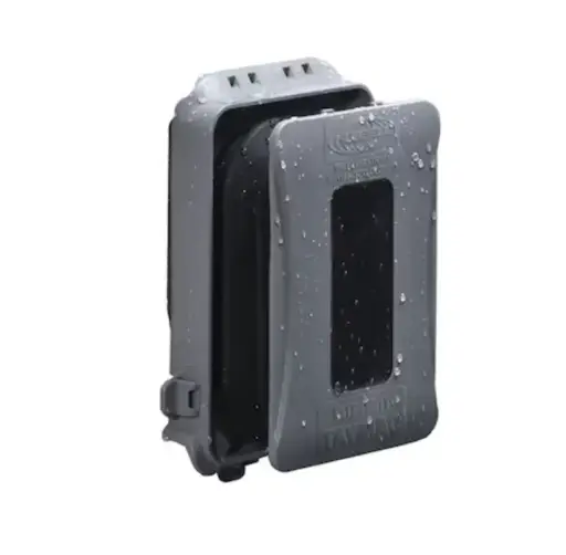 [EEBC&FWCSGRGPWEBC] Single Gang Rectangle Gray Plastic Weatherproof Electrical Box Cover